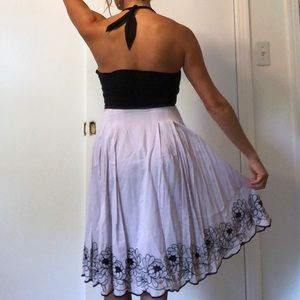 lavender and black halter dress